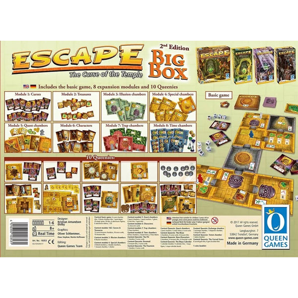 Escape The Curse of the Temple 2nd ed. Big Box (inglés) - Juego de Mesa Cooperativo en Tiempo Real, Con Expansiones Incluidas, Aventura Intensa Para 1 a 6 Jugadores - cafe2d6