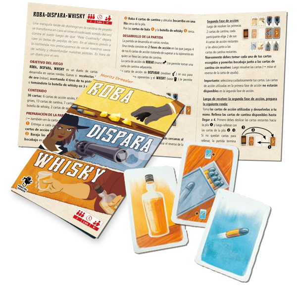 🥃 Roba, Dispara, Whisky – Juego de mesa de faroleo y acción rápida